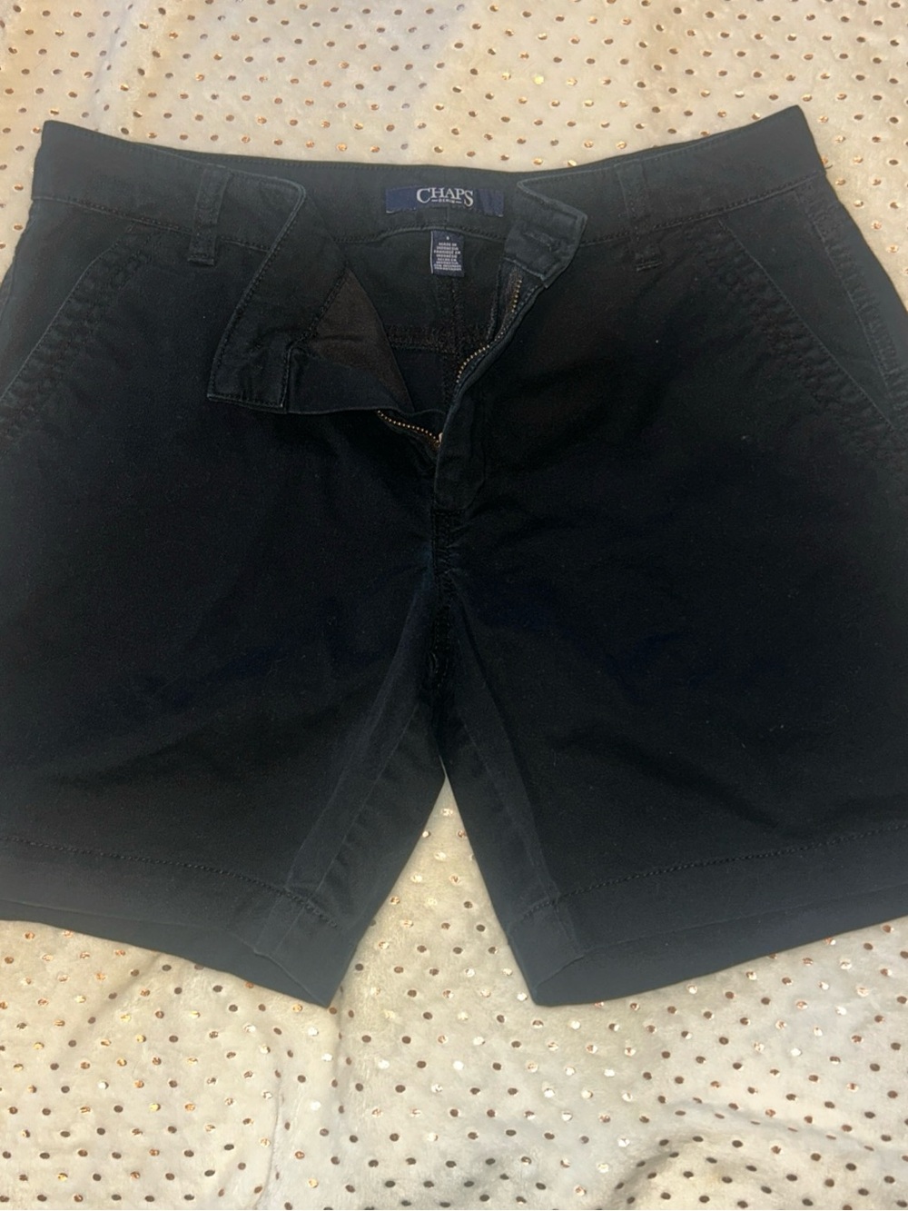 Chaps Womens Navy Flat-Front Casual Shorts 6